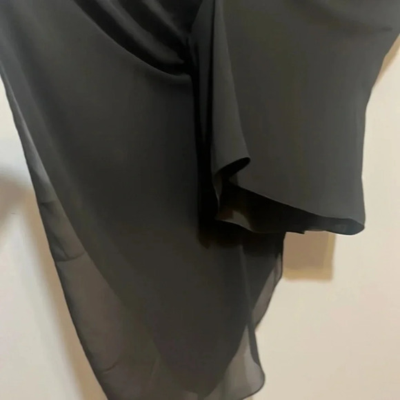 HALSTON | Black sleeveless asymmetrical top/blouse women’s size 2 ruched sheer - Picture 4 of 7